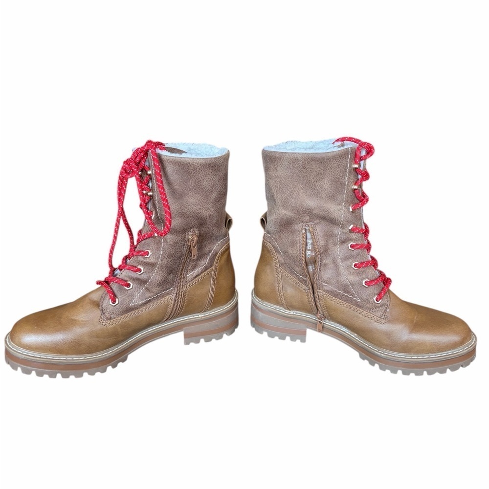 Call it Spring ladies Vegan Chunky, lace-up combat boot style-side zips-SIZE 9